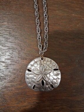 Silvertone Sand Dollar Pendant Necklace - Silver